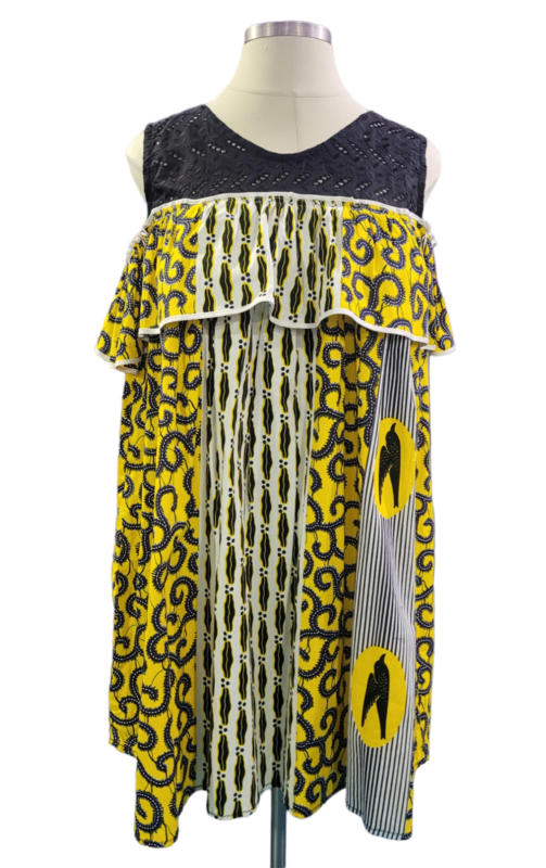 Yellow/black lace dress