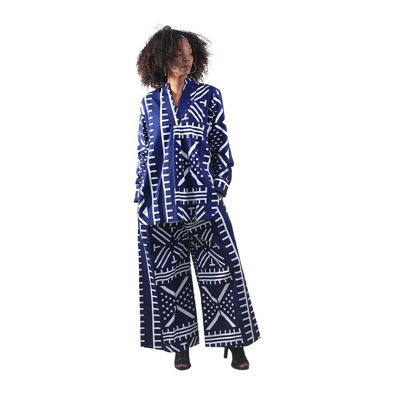 Blue/White Mud Print Pant Set