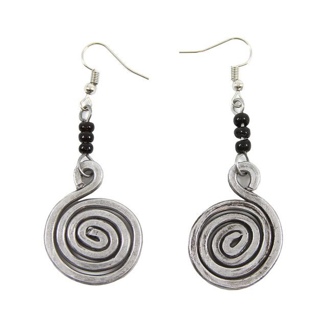 Kenyan Silver Spiral Earrings