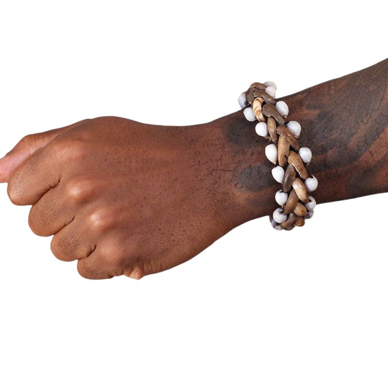 Woven Cowrie Shell &amp; Bead Bracelet