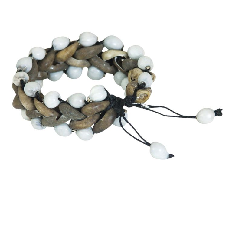 Woven Cowrie Shell &amp; Bead Bracelet
