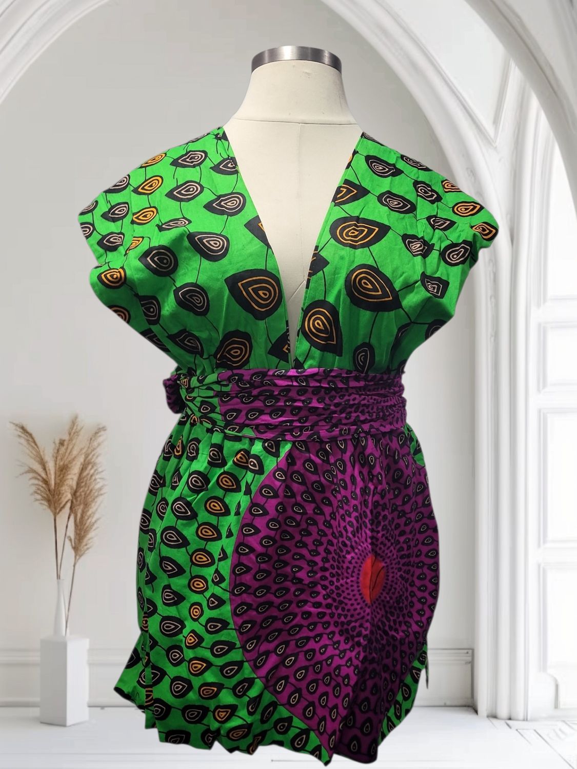 Green/Purple Shorts Romper