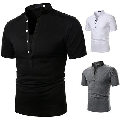 Men T-shirt Short Sleeve,Pure Color Summer New Casual Men Tees V-Neck