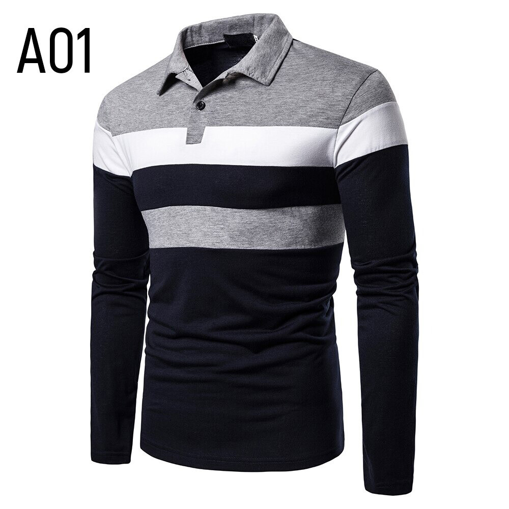 Men Long Sleeve T-shirt Three Colors Stitching Tops matching street casual fashion T-shirt