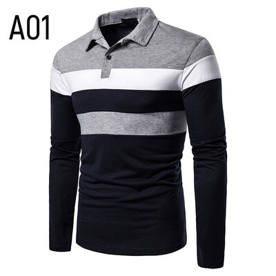 Men Long Sleeve T-shirt Three Colors Stitching Tops matching street casual fashion T-shirt