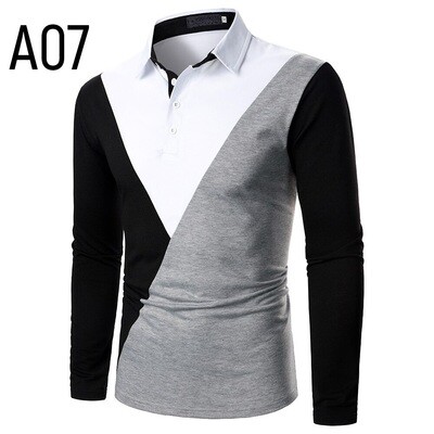 Men Long Sleeve T-shirt Three Colors Stitching Tops matching street casual fashion T-shirt