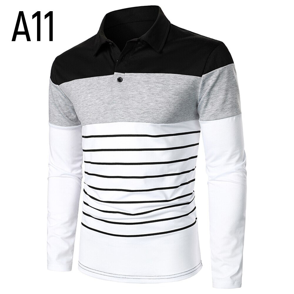 Men Long Sleeve T-shirt Three Colors Stitching Tops matching street casual fashion T-shirt