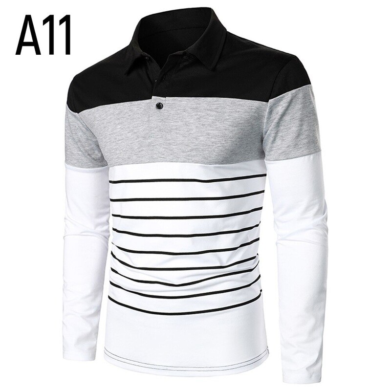 Men Long Sleeve T-shirt Three Colors Stitching Tops matching street casual fashion T-shirt