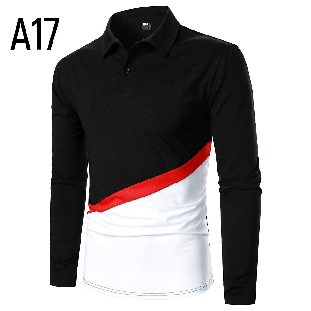 Men Long Sleeve T-shirt Three Colors Stitching Tops matching street casual fashion T-shirt