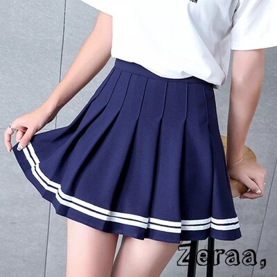 Korean Fashion Short Women Skirt Casual Slim Elastic High-Waisted Striped Harajuku Pleated Plaid A-Line Mini Skirts