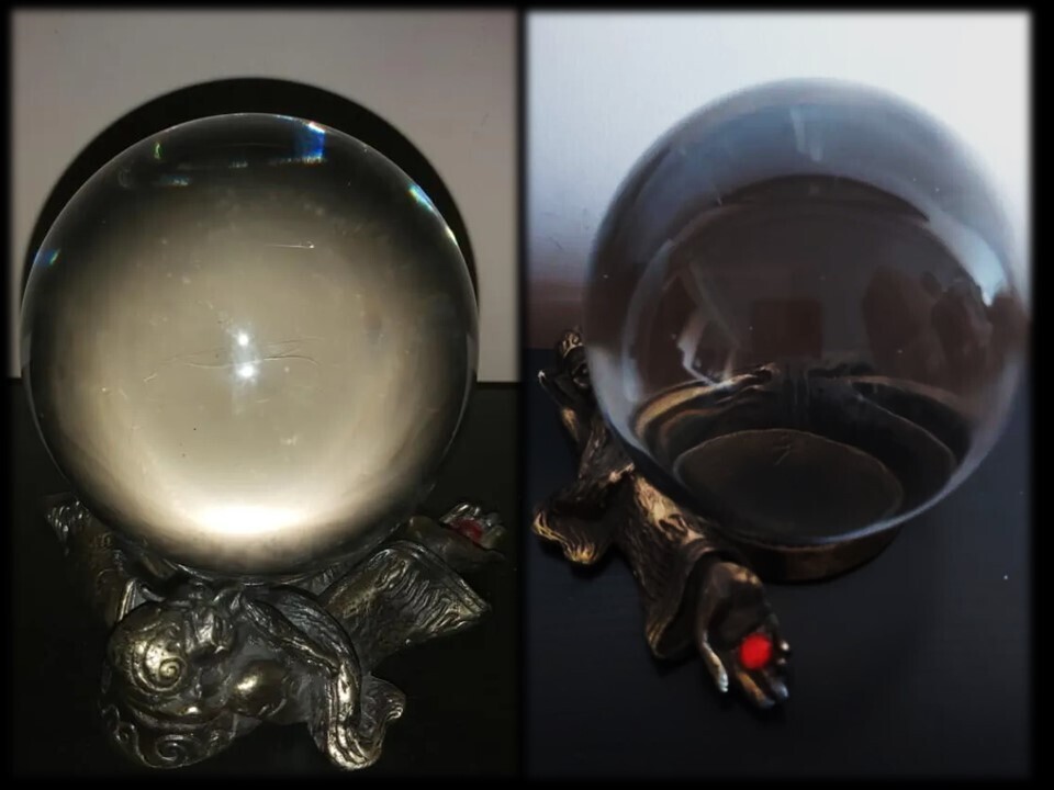 Bola de Cristal puro con peana mago Merlín
