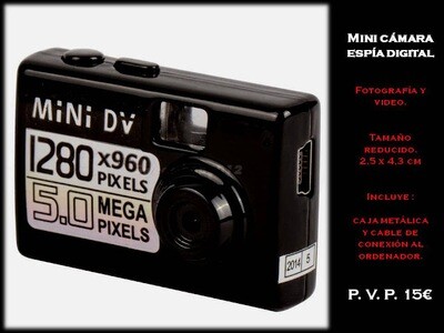 MINI CÁMARA ESPÍA DIGITAL. FOTOGRAFÍA Y VIDEO.
