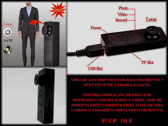 CÁMARA OCULTA DE BOTÓN. Uno de los dispositivos más discretos y efectivos de cámara oculta.