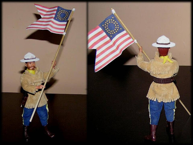Madelman MDE. Serie Oeste. 
Far West. General Custer con bandera.
 Original caballería. Histórico