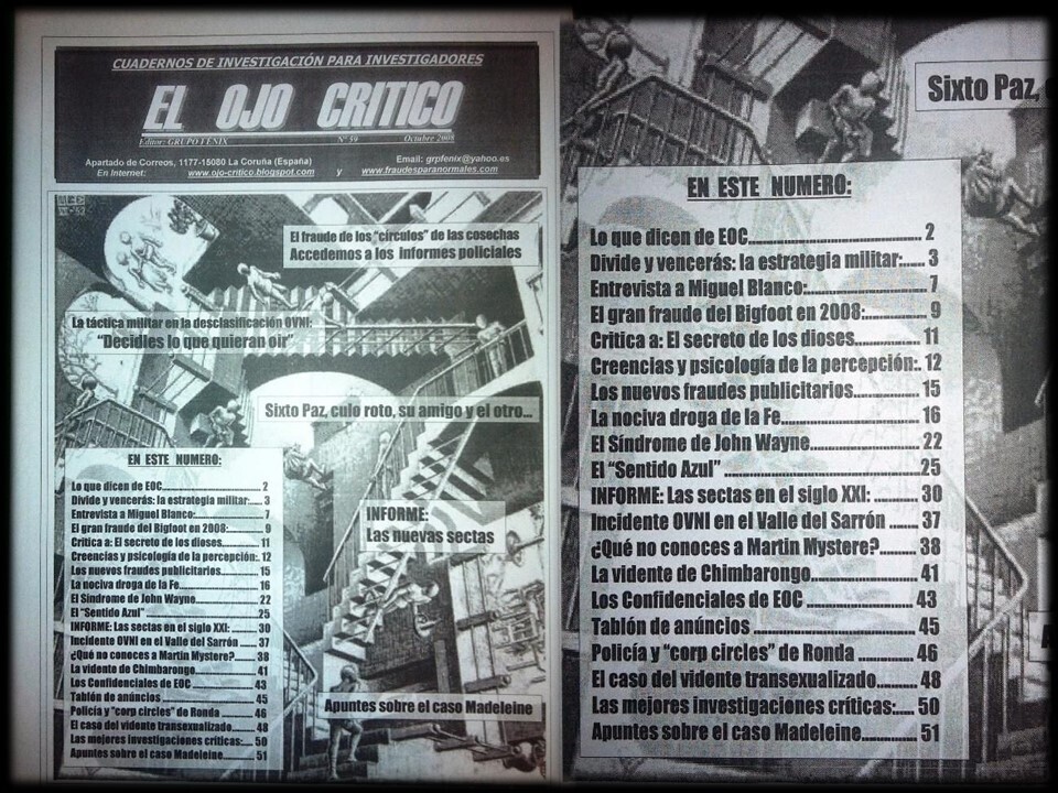 El Ojo Crítico nº59. Sixto Paz. Miguel Blanco Parapsicologia Crop Circles Apariciones OVNI MISTERIO