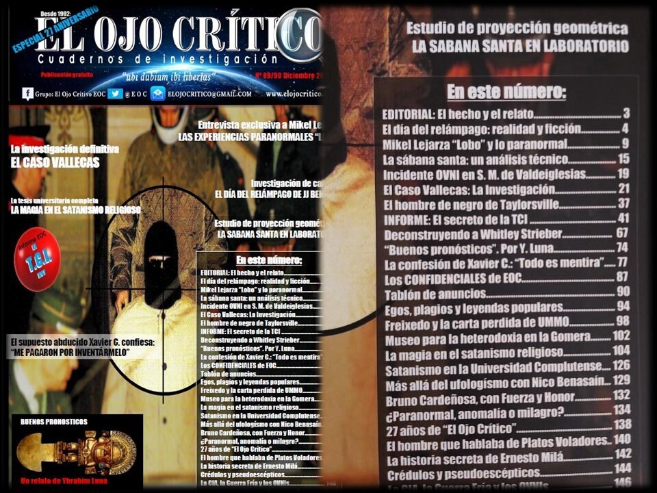 El Ojo Crítico nº 89/90. 150 páginas. Mikel Lejarza. Abducción Xavier C., Satanismo, TCI, MISTERIO.