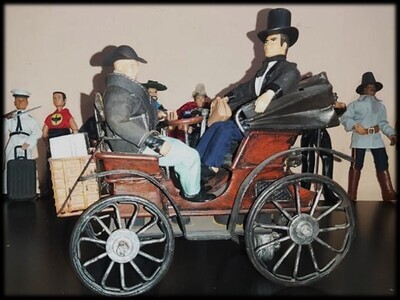 Sherlock Holmes y Dr. Watson en coche de época. Unico. Madelman. Lote.