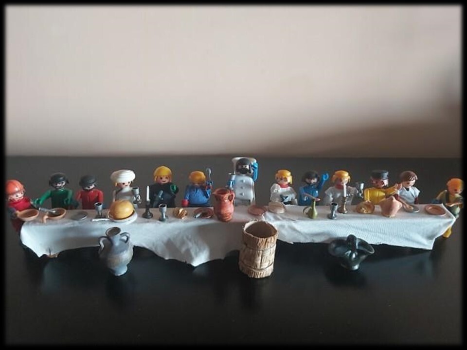 Diorama. La última cena. Apostoles y Jesuscristo. Pascua. Playmobil Airgamboy.