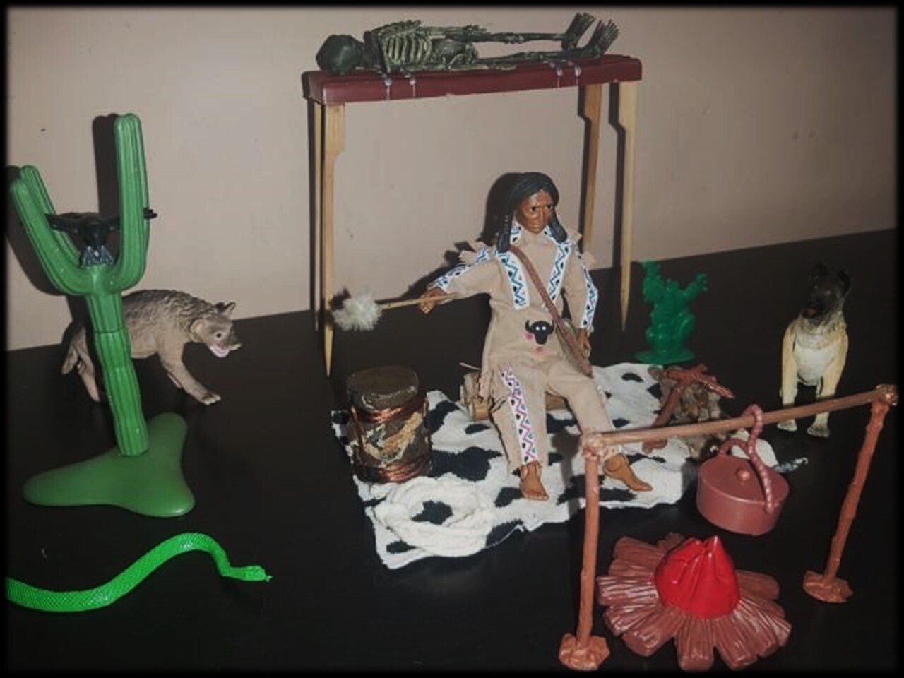 Diorama lote oeste far west. Chamán hechicero curandero indio con todo Incluido. Unico. Madelman MDE.