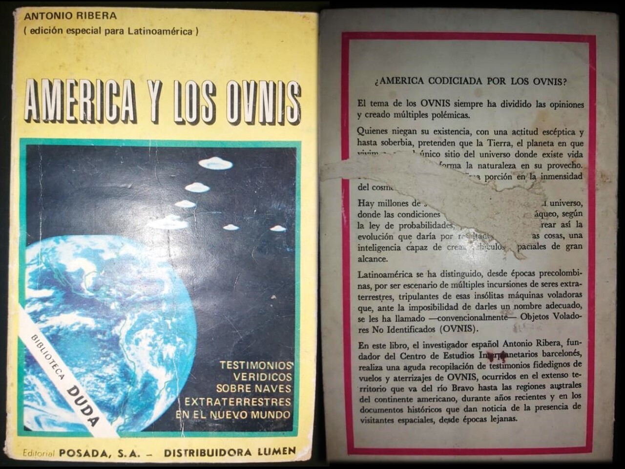 Libro: América y los OVNIs. Autor: Antonio Ribera Ovniologia. Platillos Volantes. Misterio. Ufologia.  Astroarqueologia.