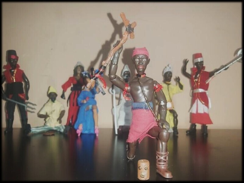 ELEGGUA. ELEGUA.ORISHAS. 7 Siete potencias africanas. Santeria. Candomblé. Umbanda. Figura para altar. Madelman MDE.