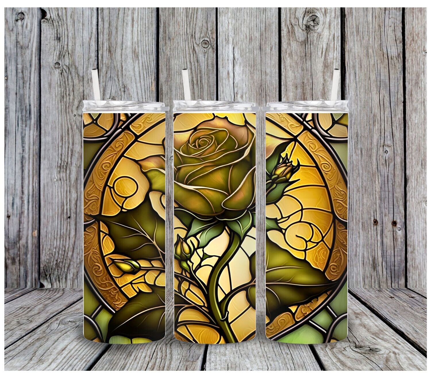 Stained Glass Yellow Rose #2