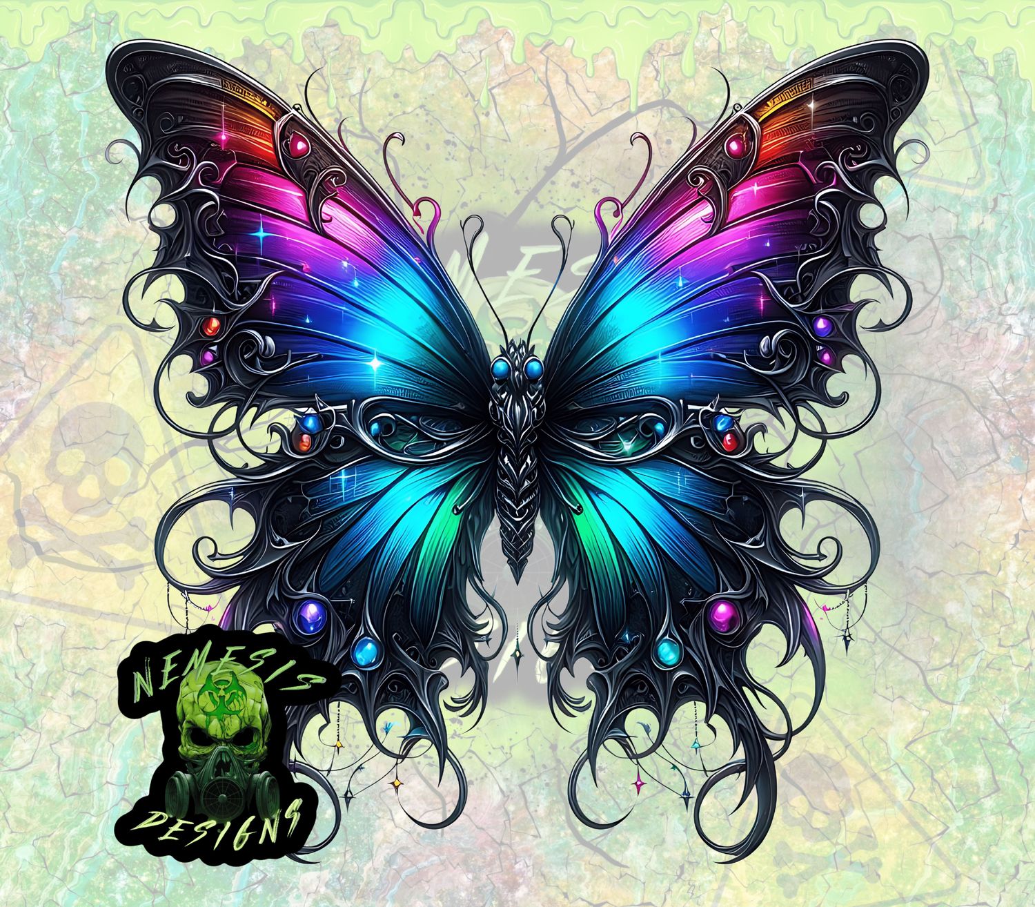 Gothic Multicolor Butterfly