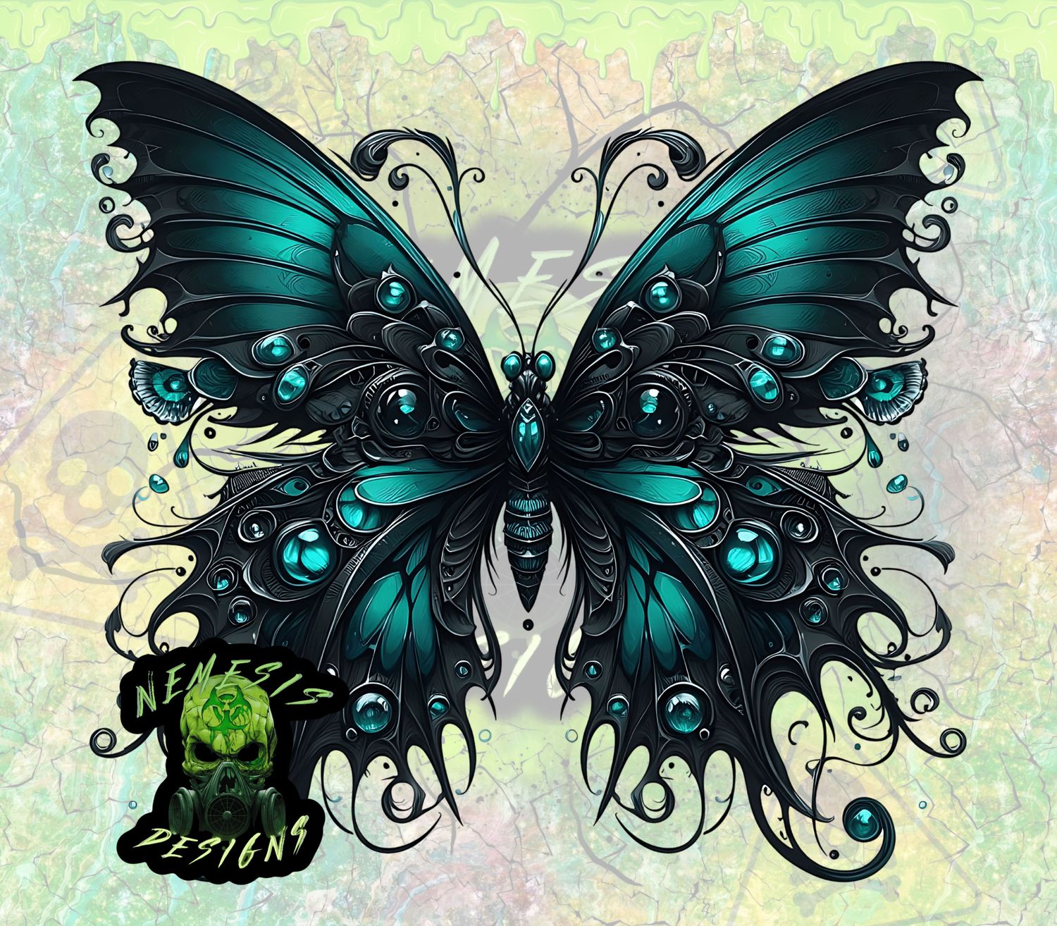 Gothic Teal Butterfly
