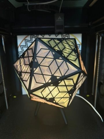 Geometric Lamp features 20 triangular panels. Can be printed in many colors