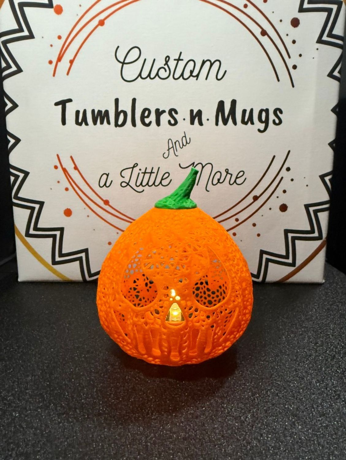 Pumpkin with green stem included with tea light