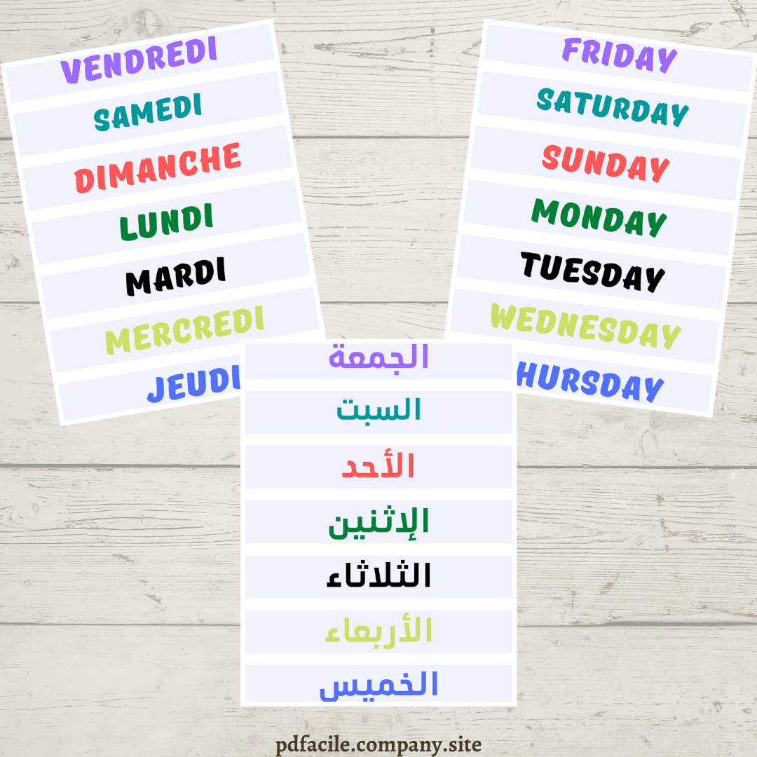 Apprendre les jours de la semaine