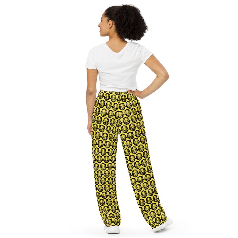 Wide-leg Yellow pants logos 