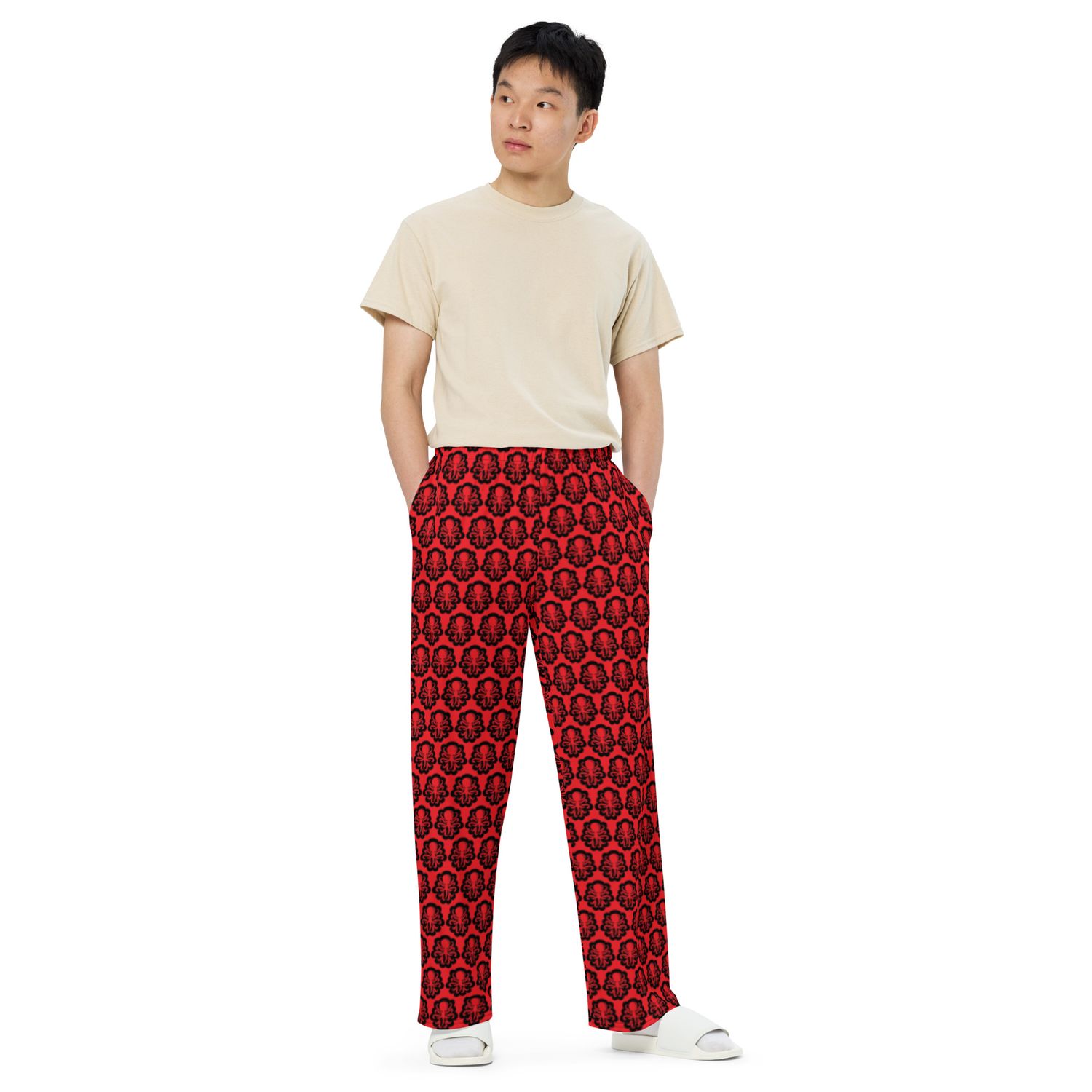 Wide-leg Red pants logos 