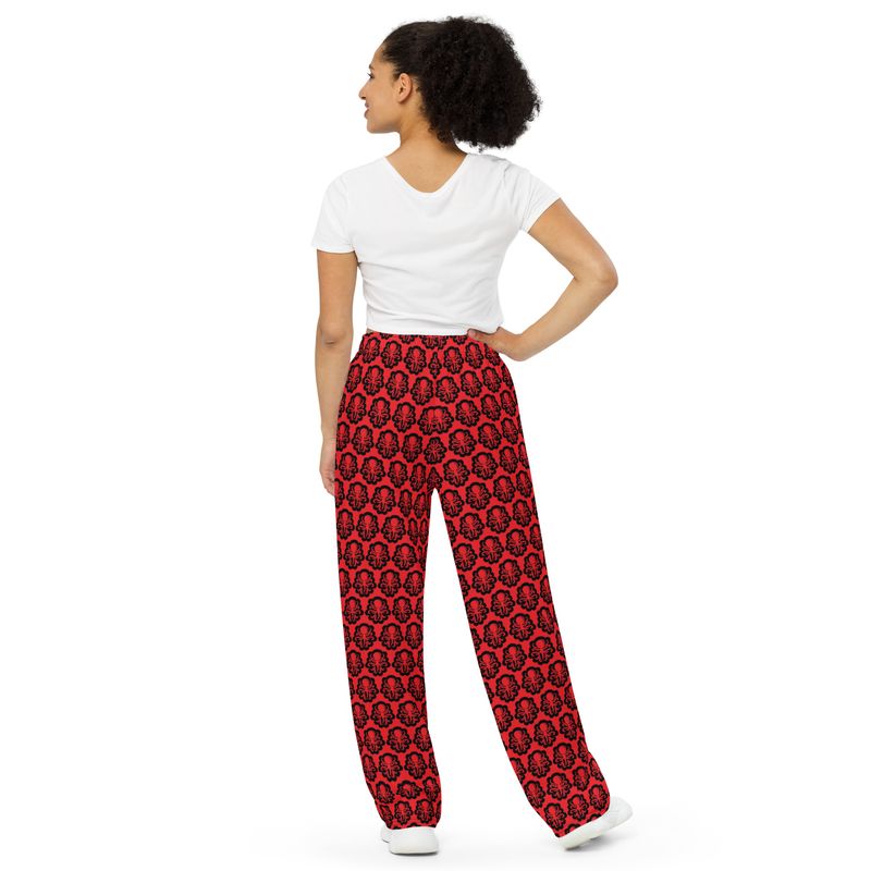 Wide-leg Red pants logos 
