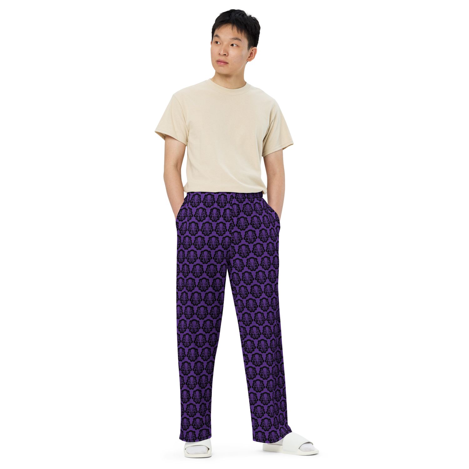 Wide-leg Purple pants logos 