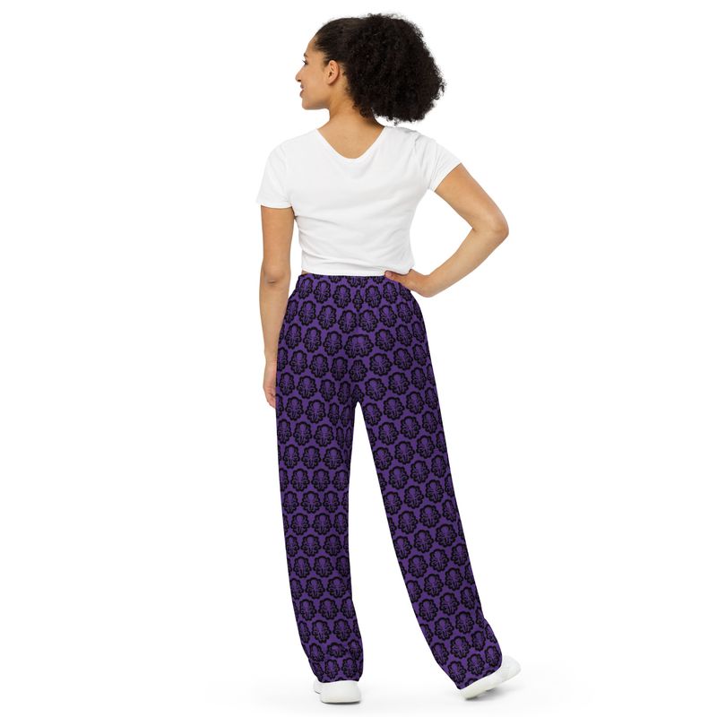 Wide-leg Purple pants logos 