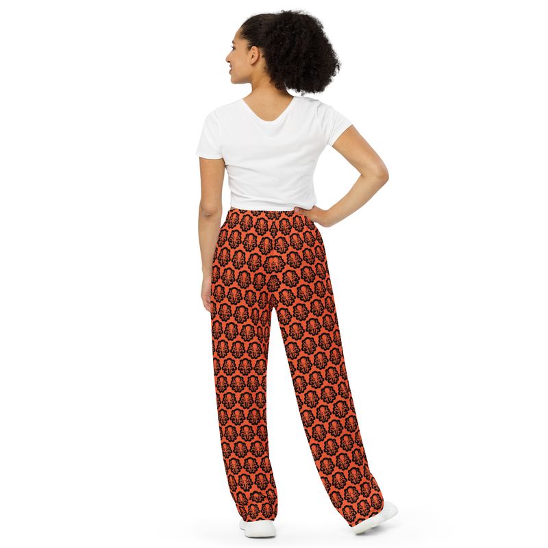 Wide-leg Orange pants logos 