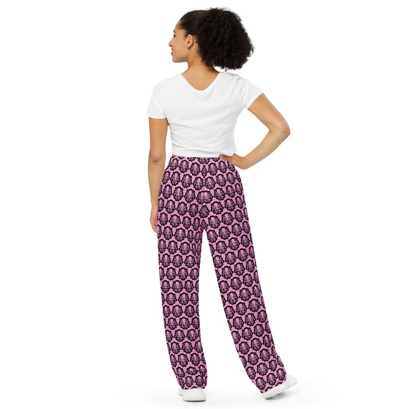 Wide-leg Pink pants logos 