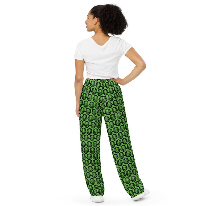 Wide-leg Green pants logos 