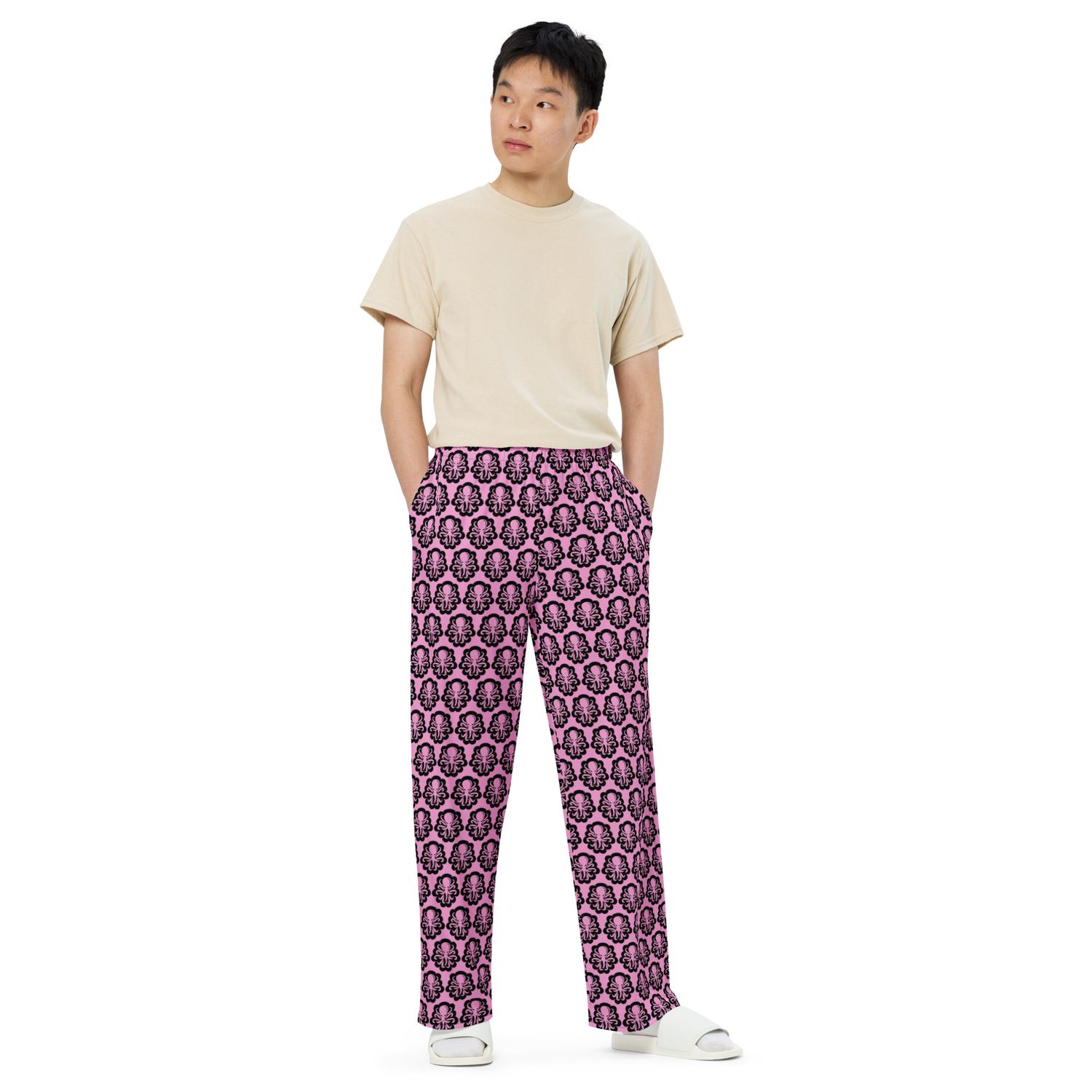 Wide-leg Pink pants logos 
