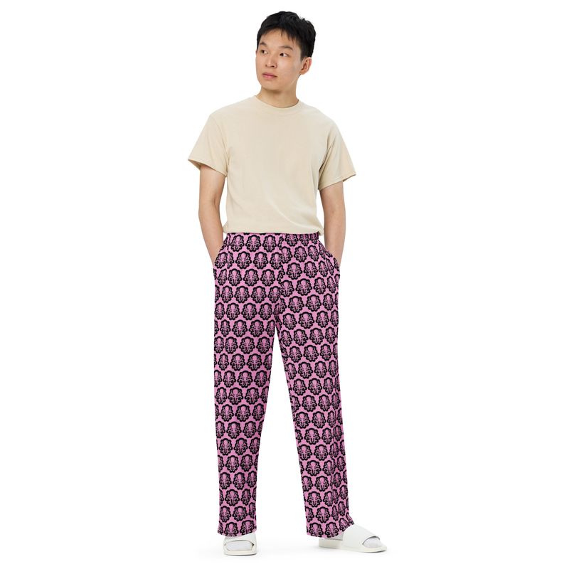 Wide-leg Pink pants logos 