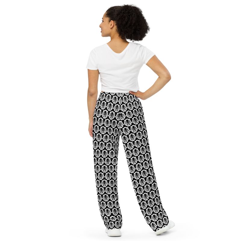Wide-leg Black pants logos 