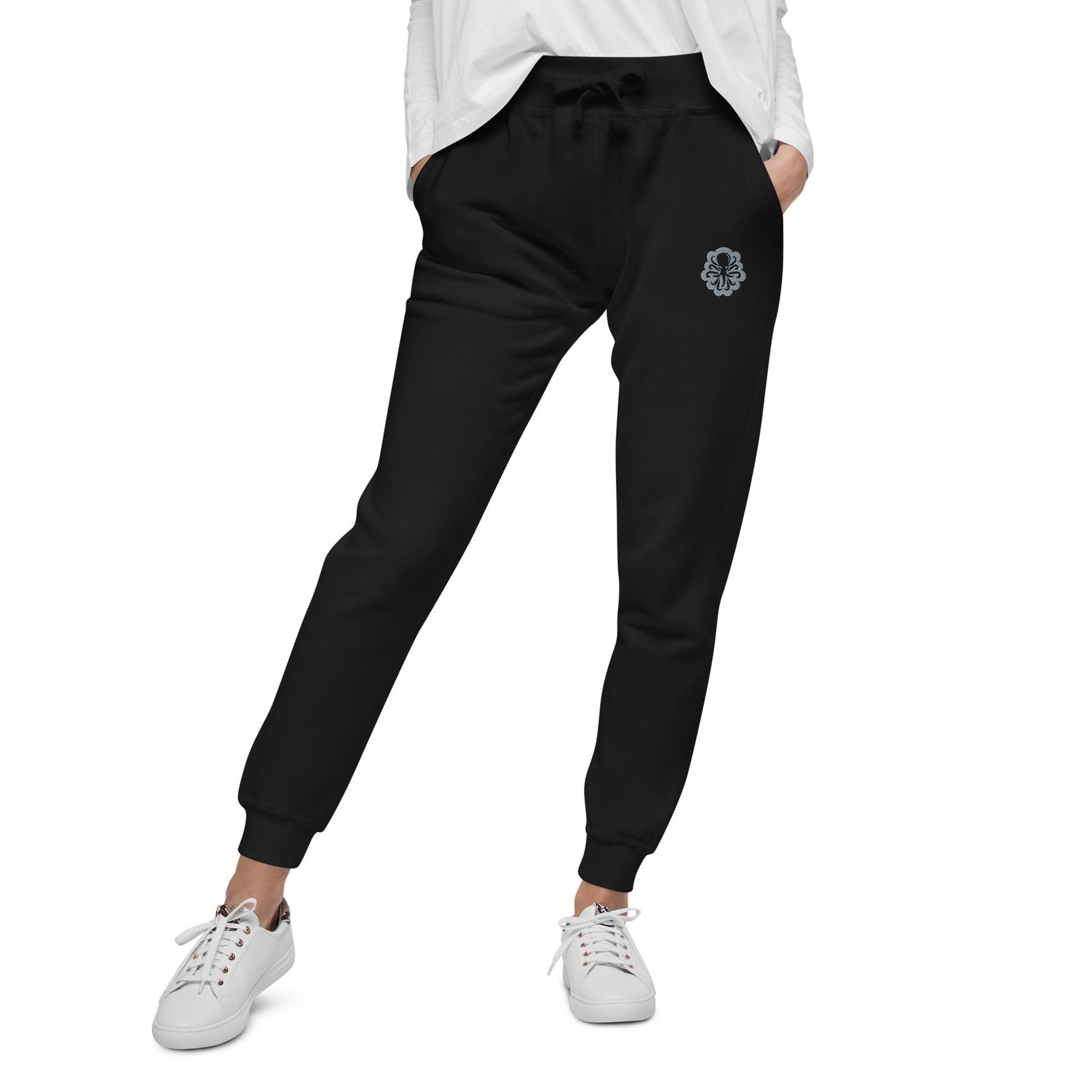 Unisex fleece sweatpants Silver logo