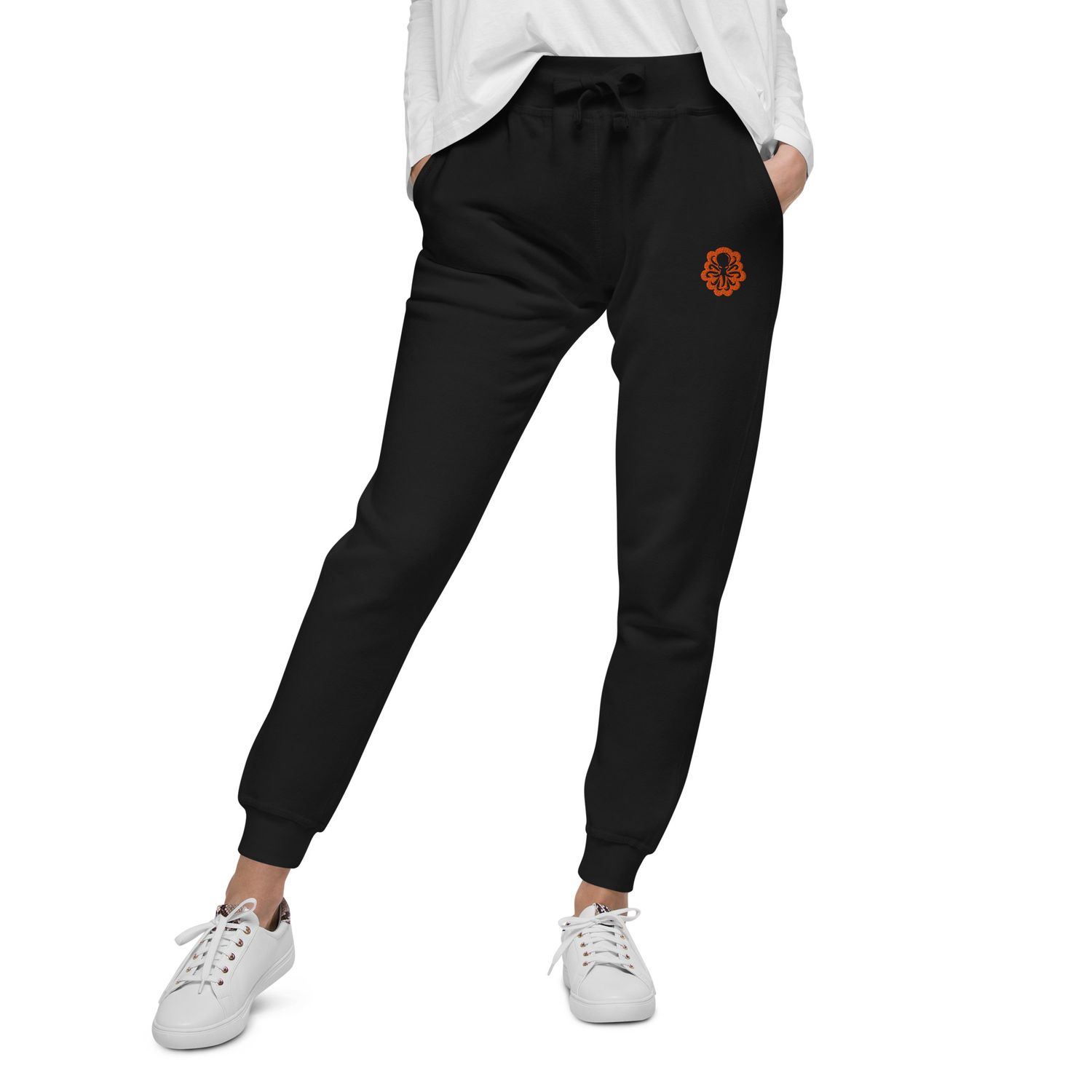 Unisex fleece sweatpants orange logo