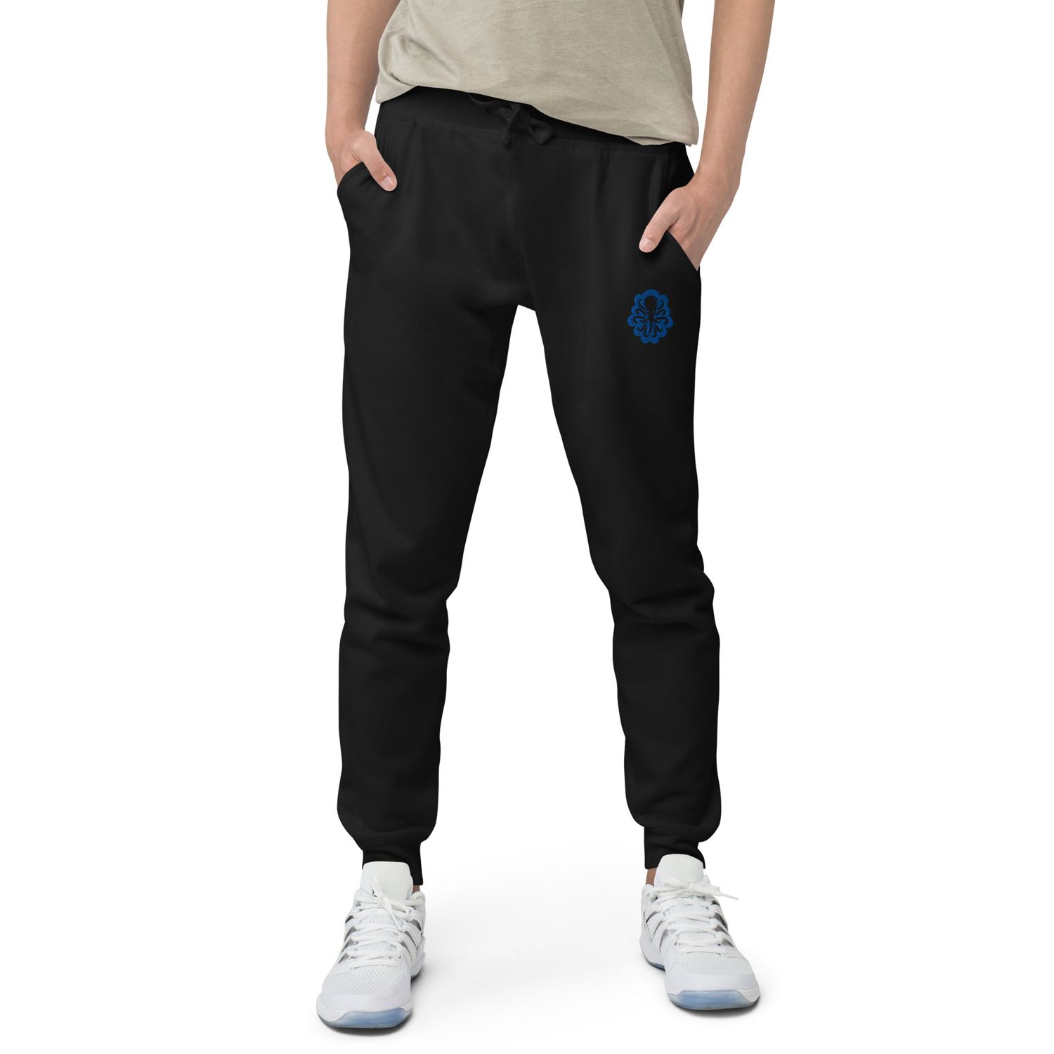 Unisex fleece sweatpants Blue logo