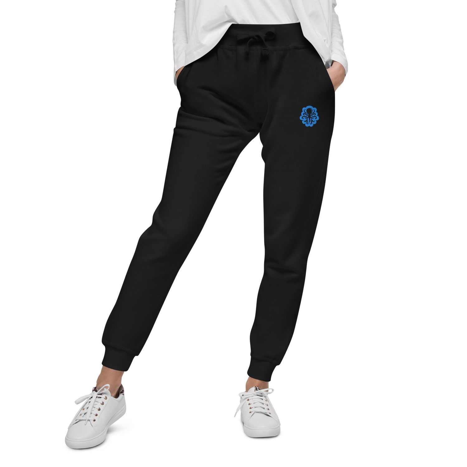 Unisex fleece sweatpants Turquoise logo