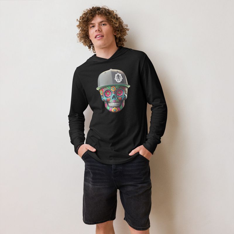 Hooded long-sleeve Tee día de Muertos logo