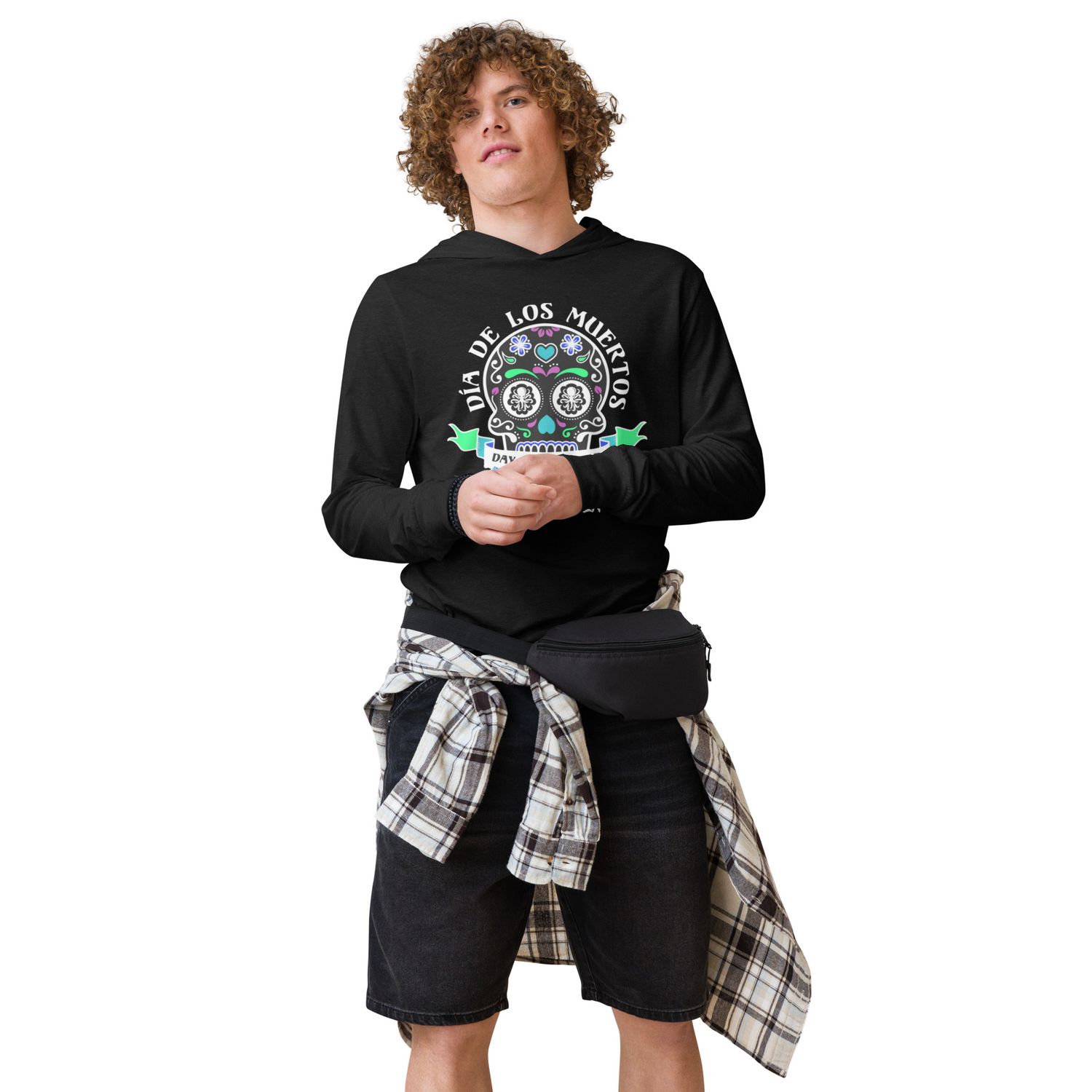 Hooded long-sleeve tee Día de Muertos W