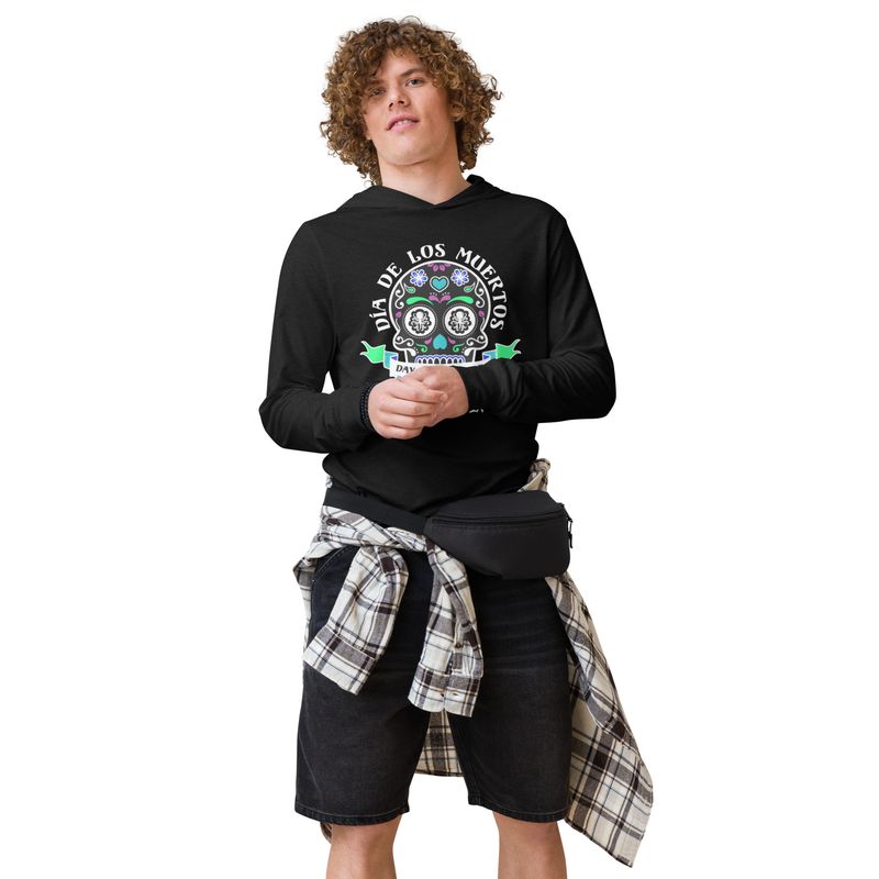 Hooded long-sleeve tee Día de Muertos W