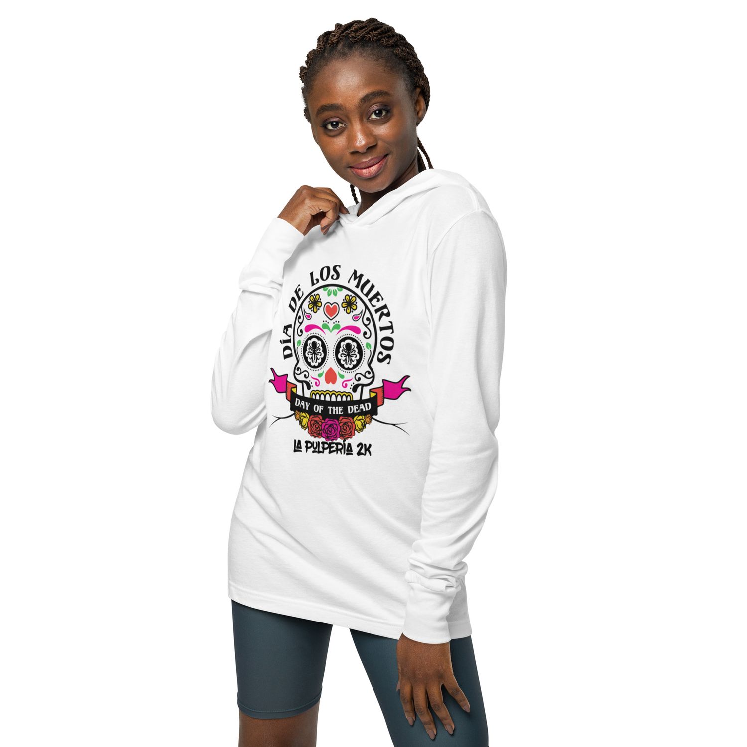 Hooded long-sleeve tee Día de Muertos B
